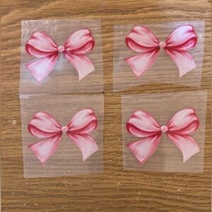 Heat transfer vinyl pink bows coquette diy press ons